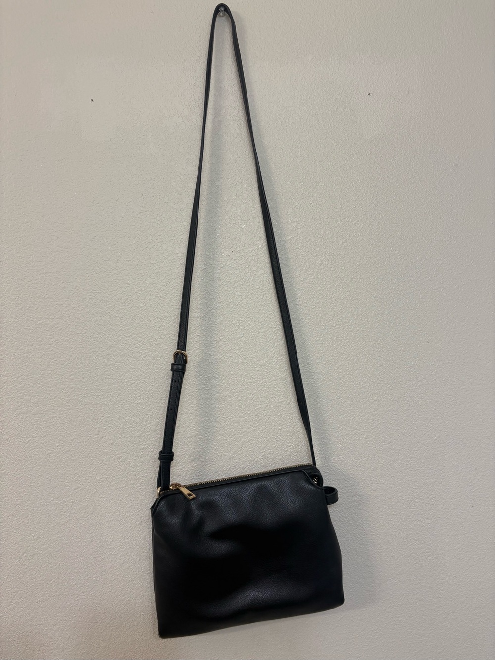 a new day Black Crossbody Bag with Gold-Tone Zipper